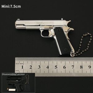 Mini Guns 1911 Shiny Chrome Key Chain